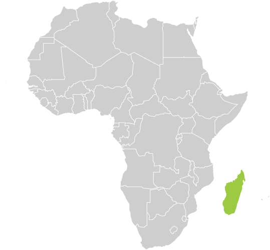 Carte de l'Afrique avec le Madagascar en surbrillance